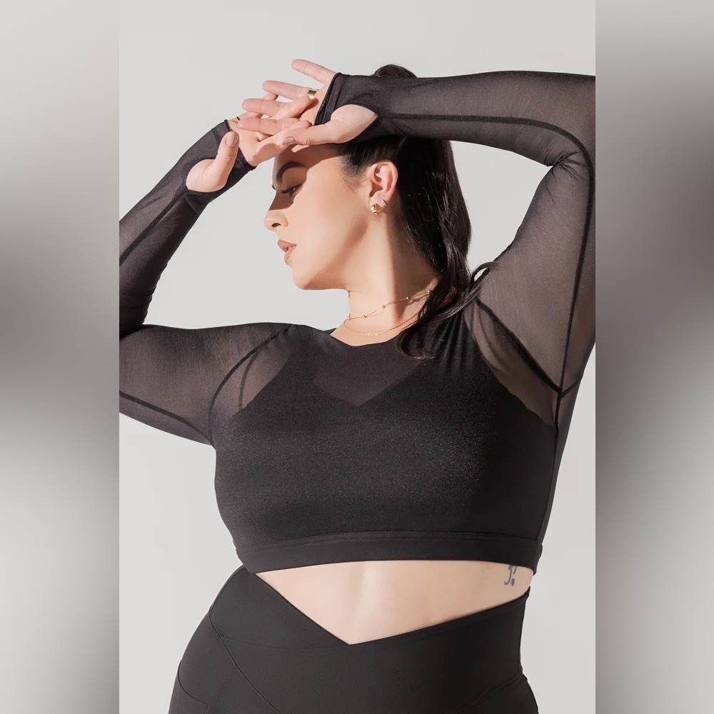 Popflex Coquette Long Sleeve Mesh Bra - Black medium